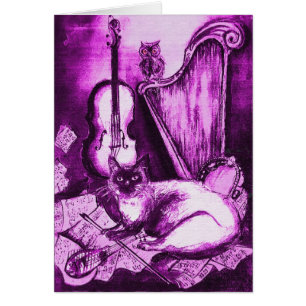 MUSIKALISCHER VATERTAG KATZE UND EULE Rosa Lila We