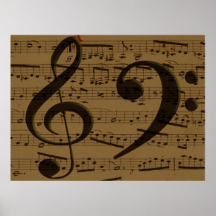 Musikalischer Violinschlüssel Notenblatt Klassik Poster