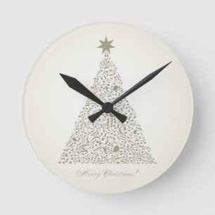 Musikalischer Weihnachtsbaum Runde Wanduhr