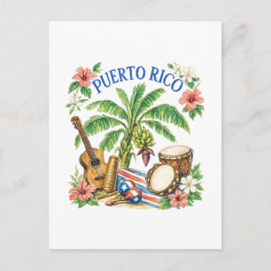 Musikalisches Erbe von Puerto Rico, Vintage-Kunst Postkarte