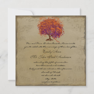 Musikalisches Gold Orange Pflaumen Herz Blatt Baum Einladung