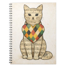 Musikalisches Katzen-Collage mit Harlekin-Herz