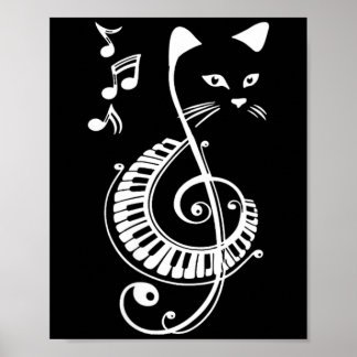 Musikalisches Katzen-Schlüssel Musik-Tierliebhaber Poster