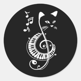 Musikalisches Katzen-Schlüssel Musik-Tierliebhaber Runder Aufkleber