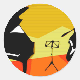 Musikalisches Klavier Geige Runder Aufkleber