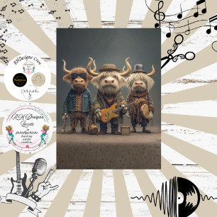 Musikalisches Kuh-Trio-Decoupage Fur Federn Funk-B Seidenpapier