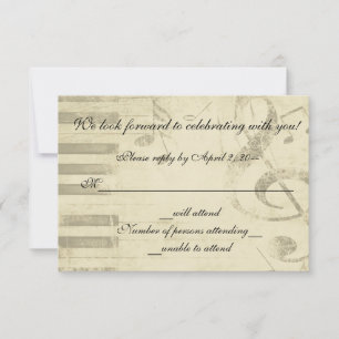 Musikalisches Musikdesign Hochzeitseinladung RSVP  Karte