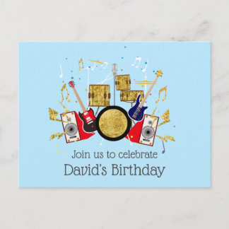 musikalisches Party, Gitarre-Drum-Set Einladungspostkarte