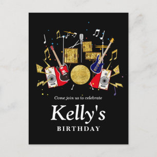 musikalisches Party Gitarre Drum Set musikalisch Einladungspostkarte