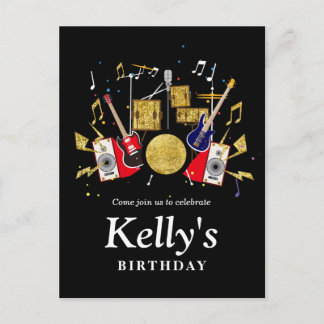 musikalisches Party Gitarre Drum Set musikalisch Einladungspostkarte