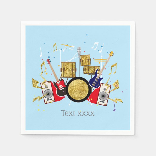 musikalisches Party Gitarre Drum Set musikalisch Serviette (Vorderseite)