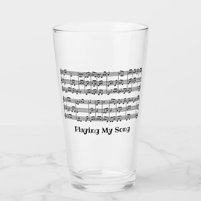Musikalisches Score Design Trinkglas Glas (Vorderseite)