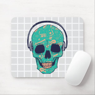 Musikalisches Totenkopf-Mauspad mit Kopfhörern-Ras Mousepad
