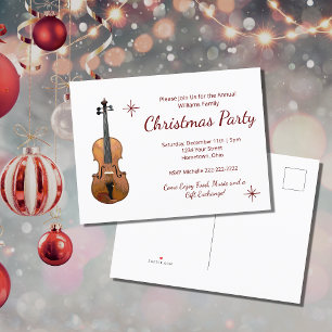 Musikalisches Weihnachtsfest Party Elegante Violin Einladungspostkarte