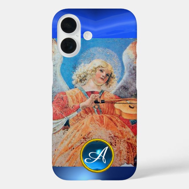 MUSIKANGEL, Blaue Saphir-Gemstone-Monogramm Case-Mate iPhone Hülle (Rückseite)