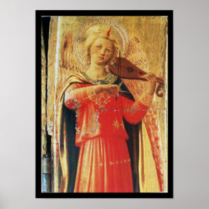 MUSIKANISCHES ANGEL IN ROT UND GOLD POSTER