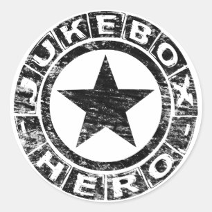 Musikautomat-Held Runder Aufkleber