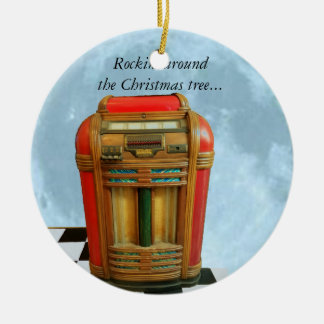 Musikautomat und blauer Mond Retro Keramikornament