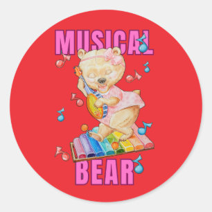 Musikbär-Aufkleber Runder Aufkleber