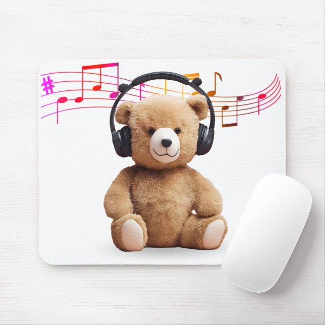 Musikbär mit Kopfhörern Mousepad (Mit Mouse)