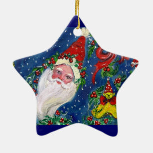 MUSIKCHRISTMAS NACHT SANTA CLAUS PORTRAIT Star Keramik Ornament