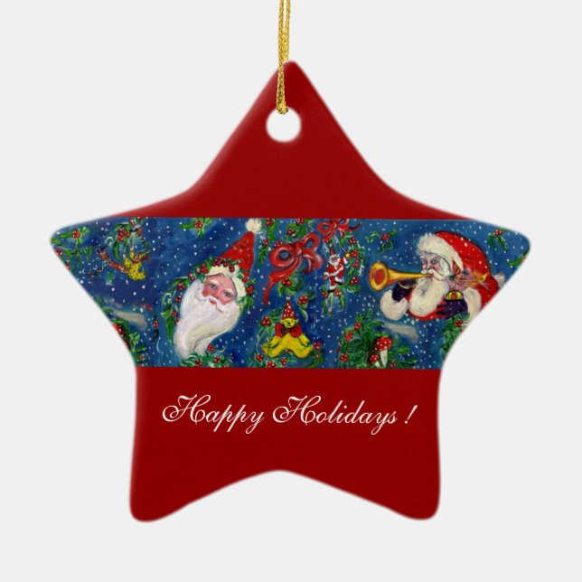 MUSIKCHRISTMAS NACHT SANTA CLAUS PORTRAIT Star Keramikornament (Vorne)