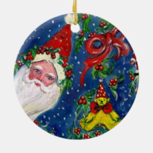 MUSIKCHRISTMAS NIGHT, SANTA BUGLER Rotes Herz Keramikornament