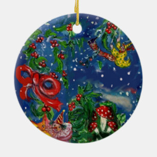 MUSIKCHRISTMAS NIGHT, SANTA BUGLER Rotes Herz Keramikornament