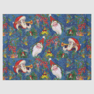 MUSIKCHRISTMAS NIGHT, SANTA CLAUS, TOYS, RIBBONS SEIDENPAPIER