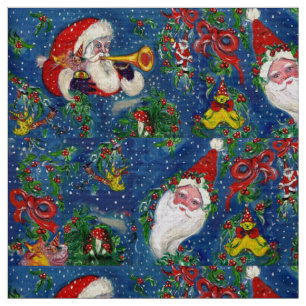 MUSIKCHRISTMAS NIGHT, SANTA CLAUS, TOYS, RIBBONS STOFF