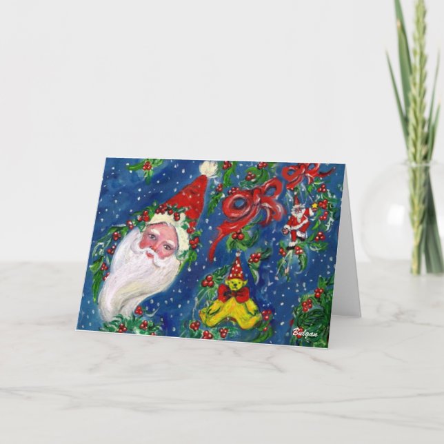 MUSIKCHRISTMAS NIGHT / SANTA MIT SPIELZEUGEN FEIERTAGSKARTE (Vorderseite)