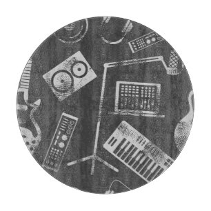 Musikelemente: nahtloser Hintergrund im Vintage-St Schneidebrett