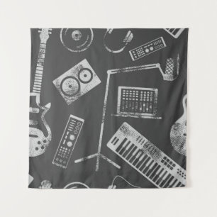 Musikelemente: nahtloser Vintage-Hintergrund. Wandteppich