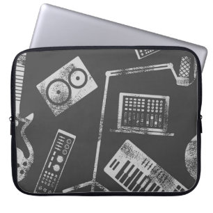 Musikelemente: Vintager nahtloser Hintergrund. Laptopschutzhülle
