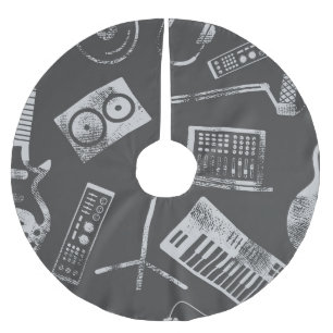 Musikelemente: Vintager nahtloser Hintergrund. Polyester Weihnachtsbaumdecke