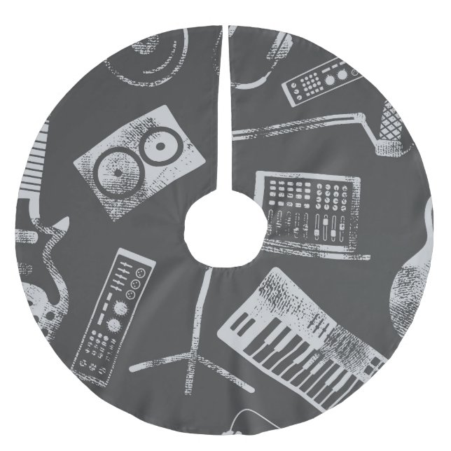 Musikelemente: Vintager nahtloser Hintergrund. Polyester Weihnachtsbaumdecke (Vorderseite)