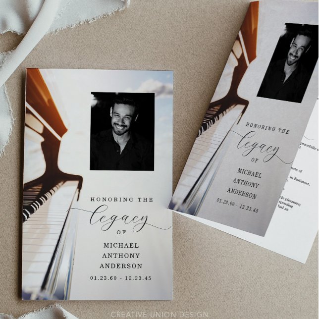 Musiker Beerdigung Programm Template Piano Flyer (Von Creator hochgeladen)