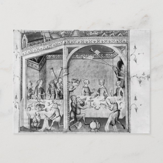 Musiker, die an einem Bankett unterhalten Postkarte (Vorderseite)