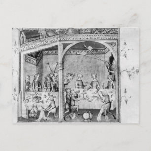 Musiker, die an einem Bankett unterhalten Postkarte