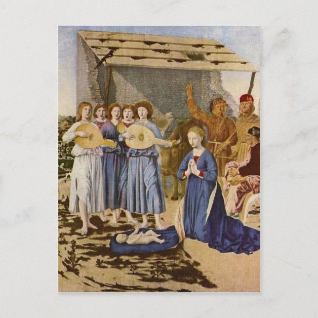 Musiker, die Christus von Geburt Christi verehren Postkarte (Vorderseite)