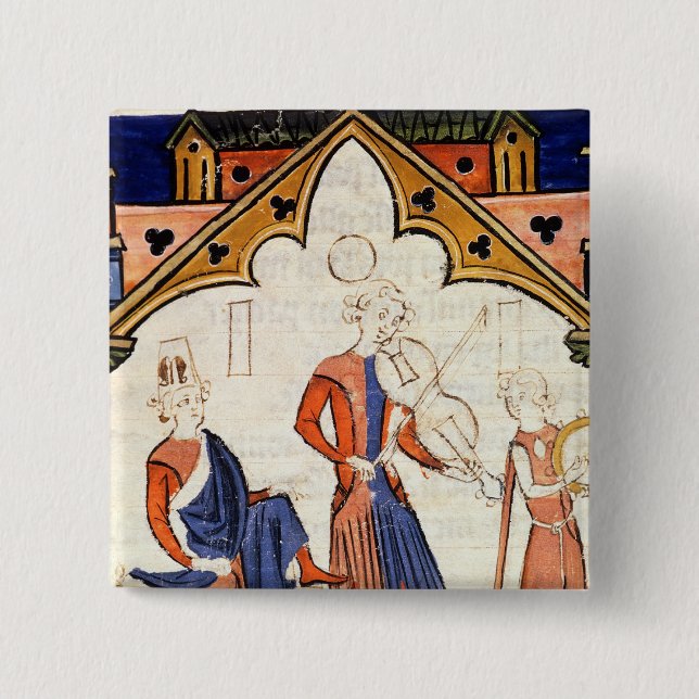 Musiker, die eine Viola und einen Tambourine Button (Vorderseite)