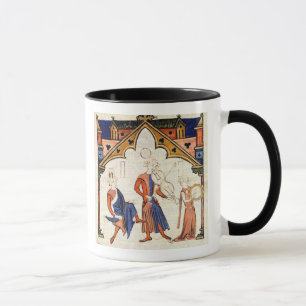 Musiker, die eine Viola und einen Tambourine Tasse