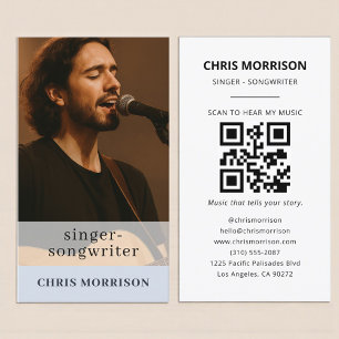 Musiker Dusty Blue QR-Code Visitenkarte