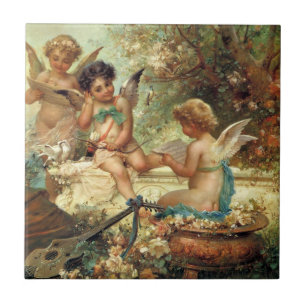 Musiker Engel von Hans Zatzka, Victorian Fine Art Fliese