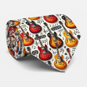 Musiker Faux-Seidentuch Gitarre Retro Noten Krawatte