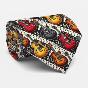 Musiker Faux-Seidentuch Gitarre Retro Noten Krawatte