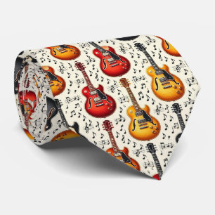 Musiker Faux-Seidentuch Gitarre Retro Noten Krawatte