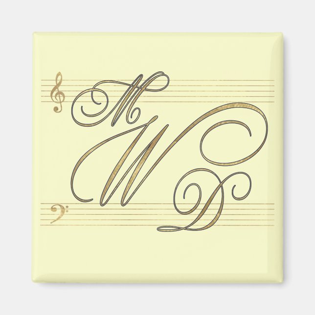 Musiker in der Liebe Hochzeitslogo Magnet (Vorne)