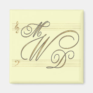 Musiker in wedding Monogrammlogo der Liebe Magnet
