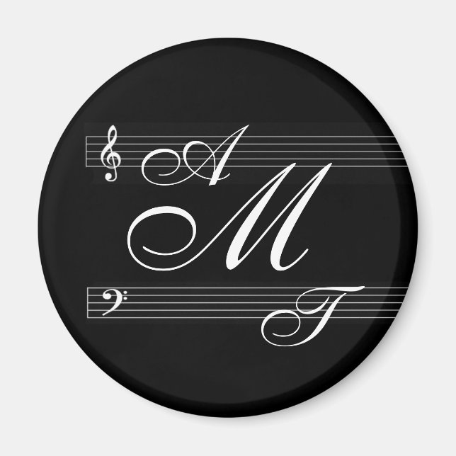 Musiker mit Liebe-Monogramm-Logo Magnet (Vorne)